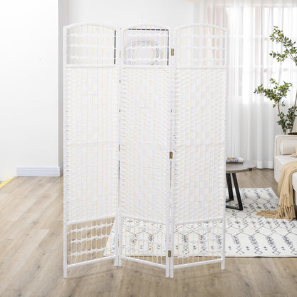 3 Panel Folding Room Divider, Privacy Screen, Paravent Partition Separator for Living Room, Bedroom, White
