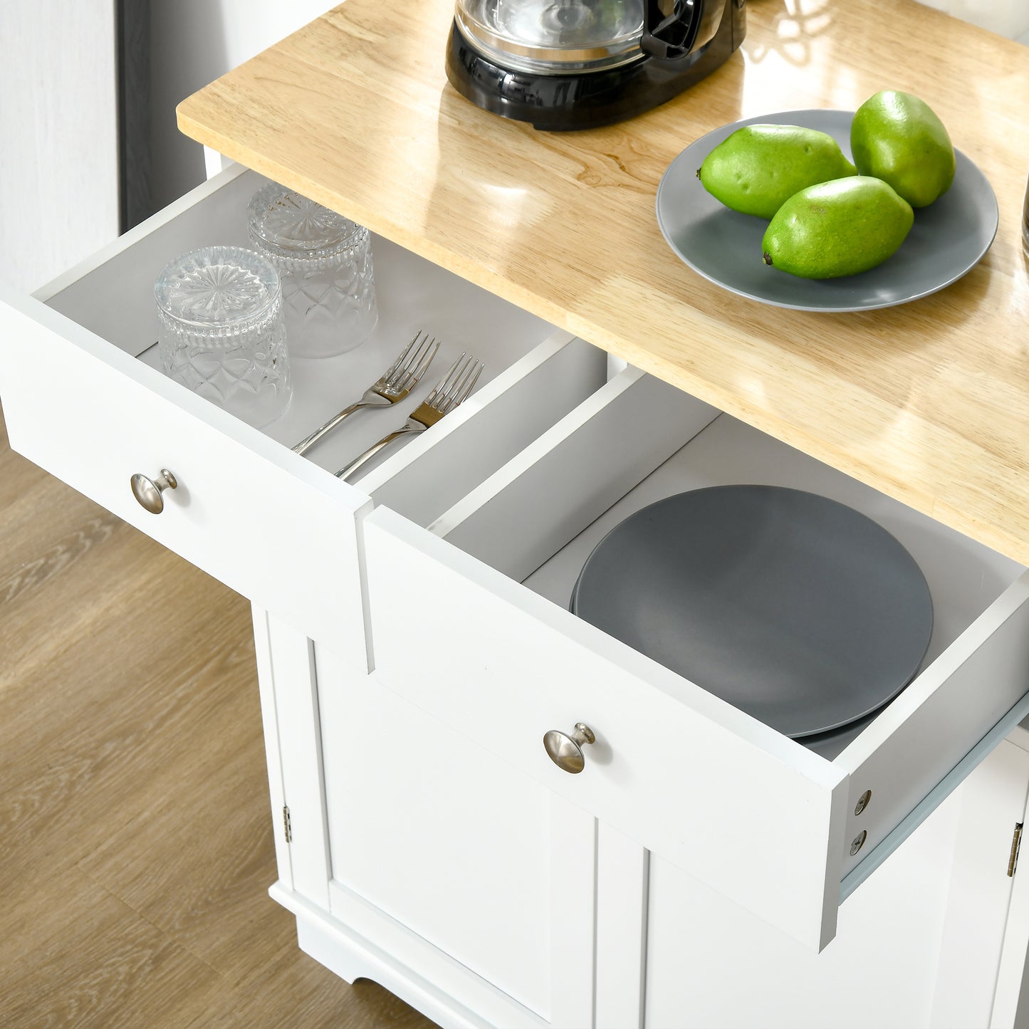 Kitchen Storage Sideboard with Solid Wood Top