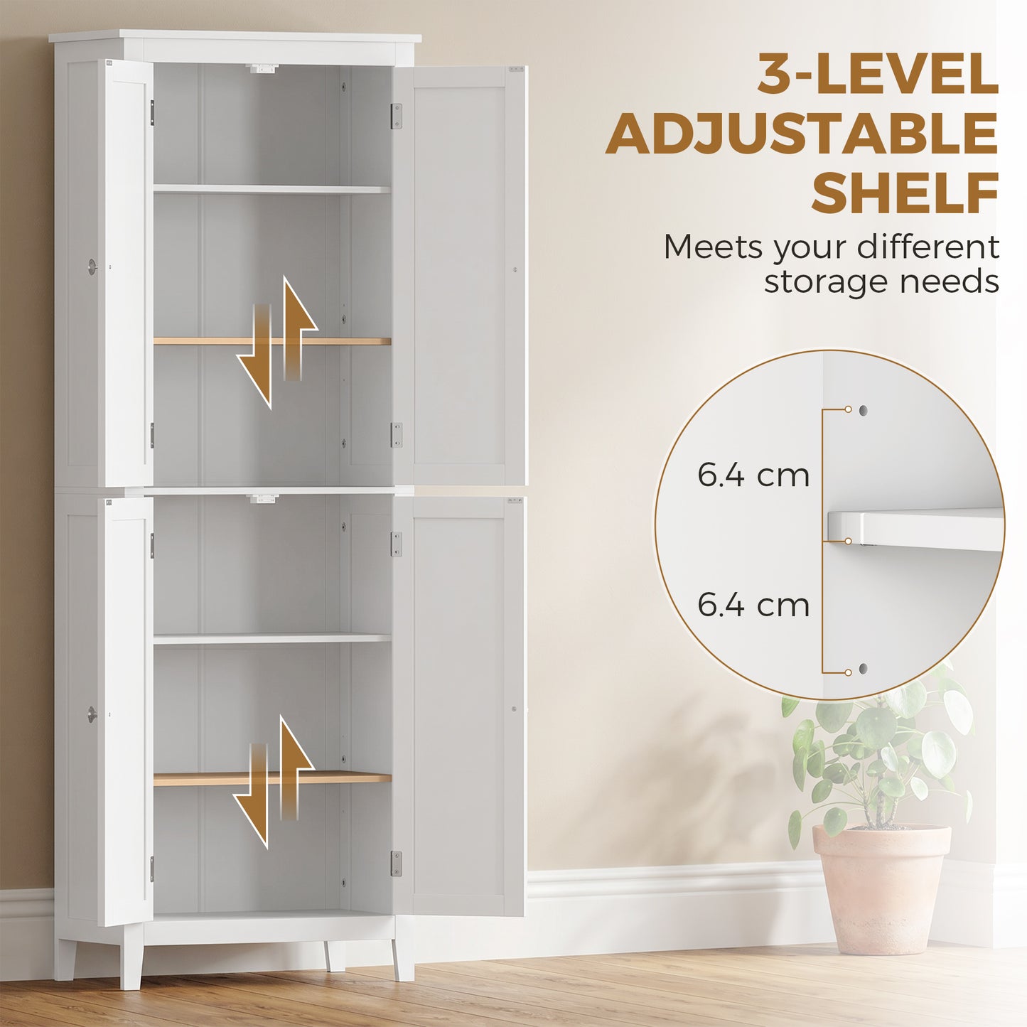 170 cm Tall Bathroom Storage Cabinet, Freestanding Narrow Bathroom Cabinet with Adjustable Shelves for Laundry Room
