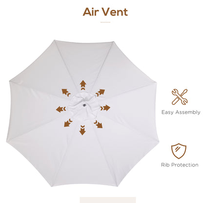 3.3m Elegant Wooden Parasol - Cream