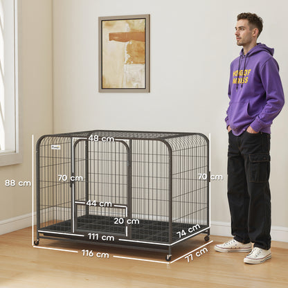 Heavy Duty Dog Crate,116 x 77 x 88 cm, Large Dog Cage for Small to Large Breeds