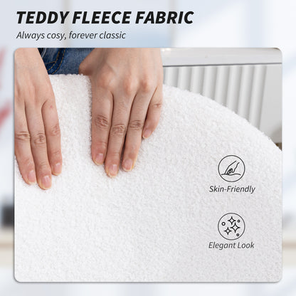 Teddy Fleece Office Chair with Wheels - Cream White