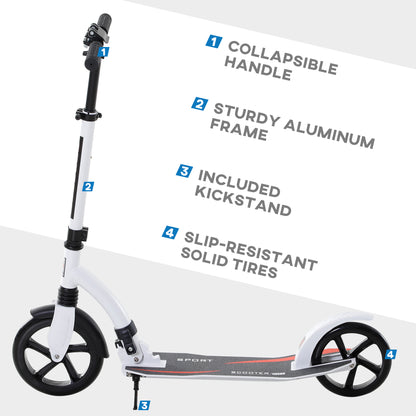 Foldable Kick Scooter with Double Shock Absorption and Big Wheels