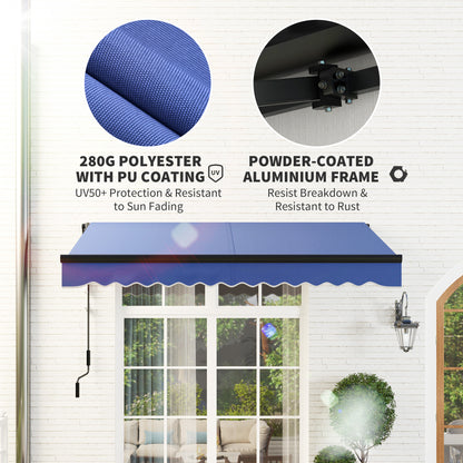 2.5 x 2m Electric Awning with LED Light and Remote Controller, Aluminium Frame DIY Retractable Awning