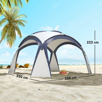 Gazebo Party Tent, 3.5x3.5m-Cream/Blue