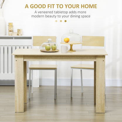 Dining Table for 4-6 People, Kitchen Table with Wood Effect for Dining Room, Oak