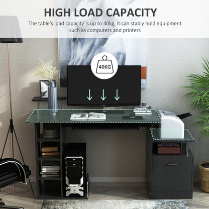 Computer Desk PC Workstation with Drawer Shelves CPU Storage Rack Home Office Furniture 152 x 60 x 88cm (BLACK)