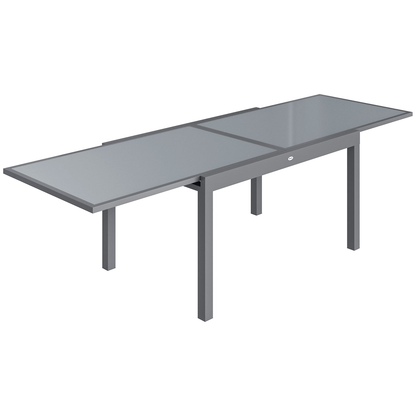 Extending Garden Table for 6-10, Aluminium Outdoor Dining Table with Tempered Glass Top, Grey