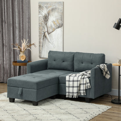 'L' Shape Modular Storage Sofa - Dark Grey