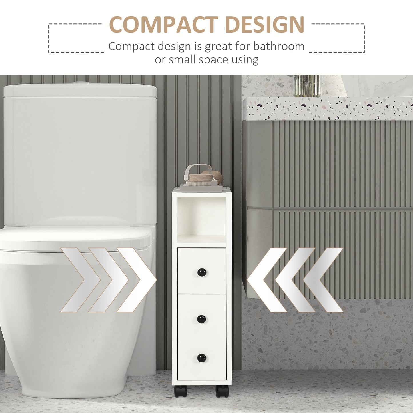 Slimline Bathroom Storage Cabinet - White