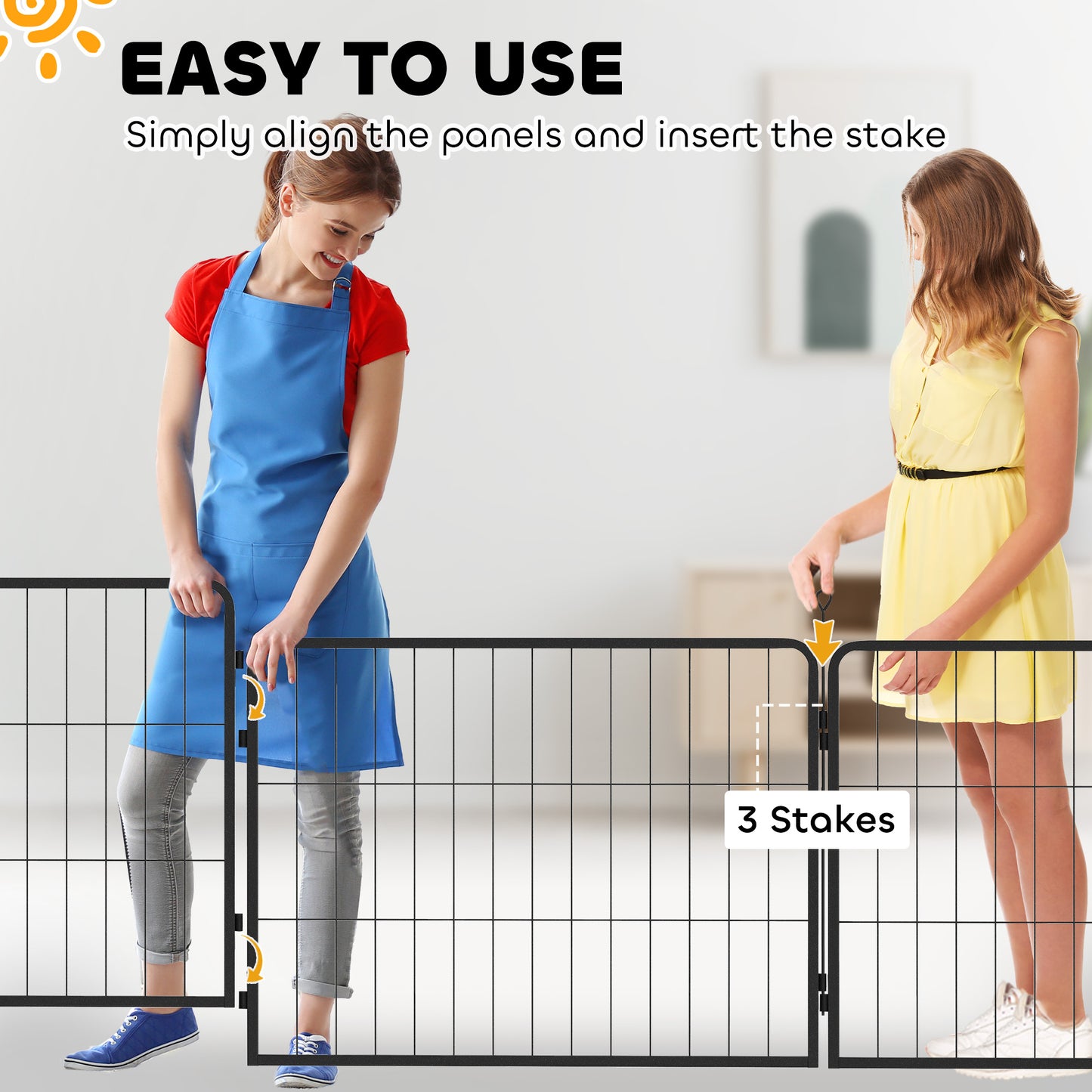 2 Piece Dog Pen Expansion Pack for 60cm High Pet Playpen with 3 Stakes, for Small Dogs
