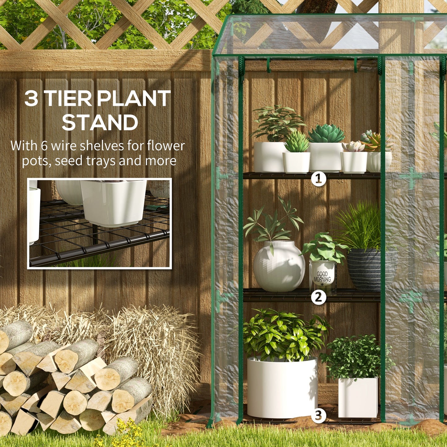 46 x 143cm Three-Shelf Mini Greenhouse - Clear