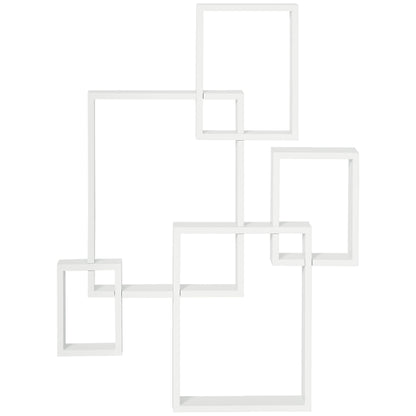 Floating Shelves, Wall Mounted Interlocking Cube Shelves, Display Wall Shelf for Living Room, Bedroom, Hallways, White