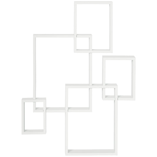 Floating Shelves, Wall Mounted Interlocking Cube Shelves, Display Wall Shelf for Living Room, Bedroom, Hallways, White
