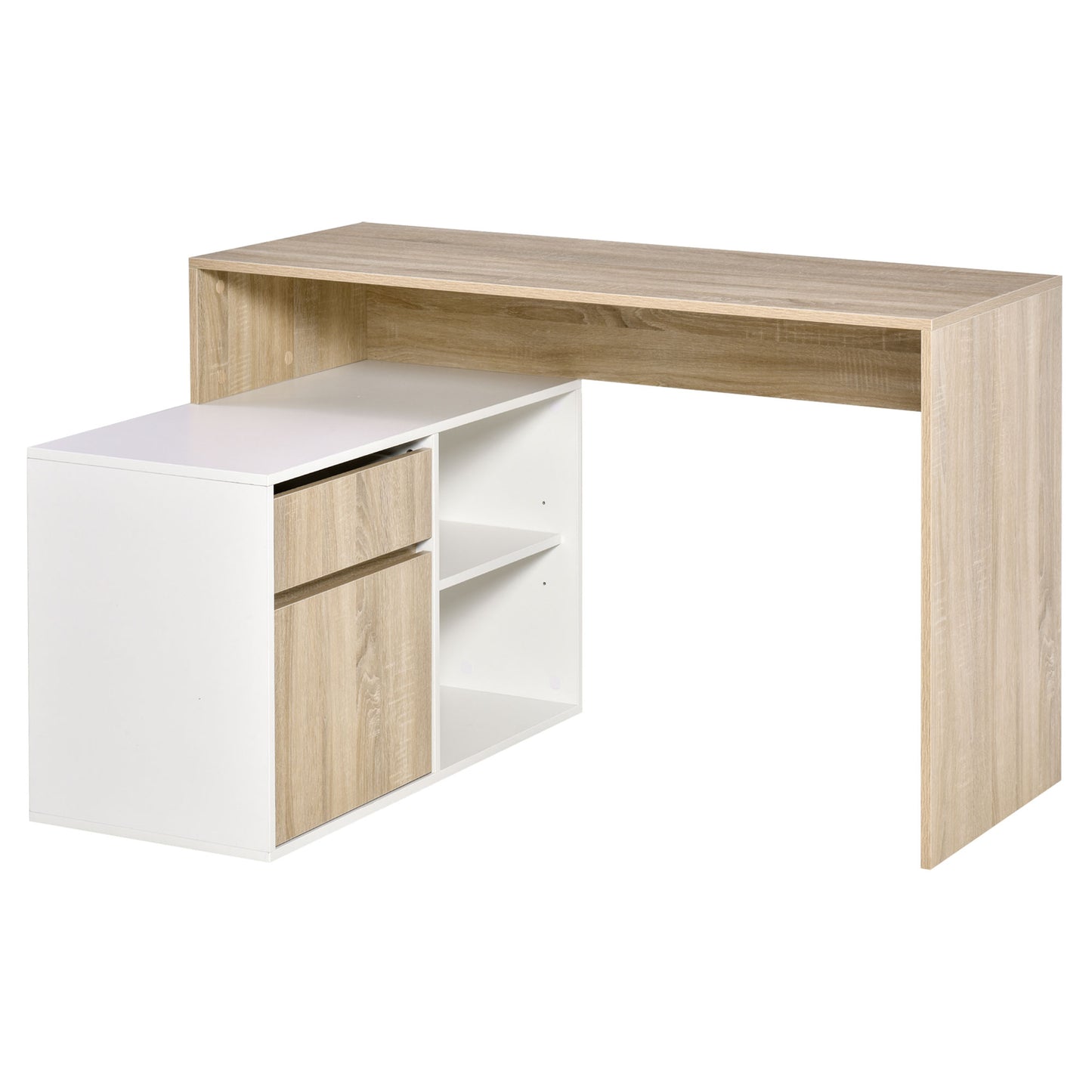 L-Shaped Desk, Corner Computer Desk with Storage Drawer, Adjustable Shelf, Cabinet for Home Office and Study