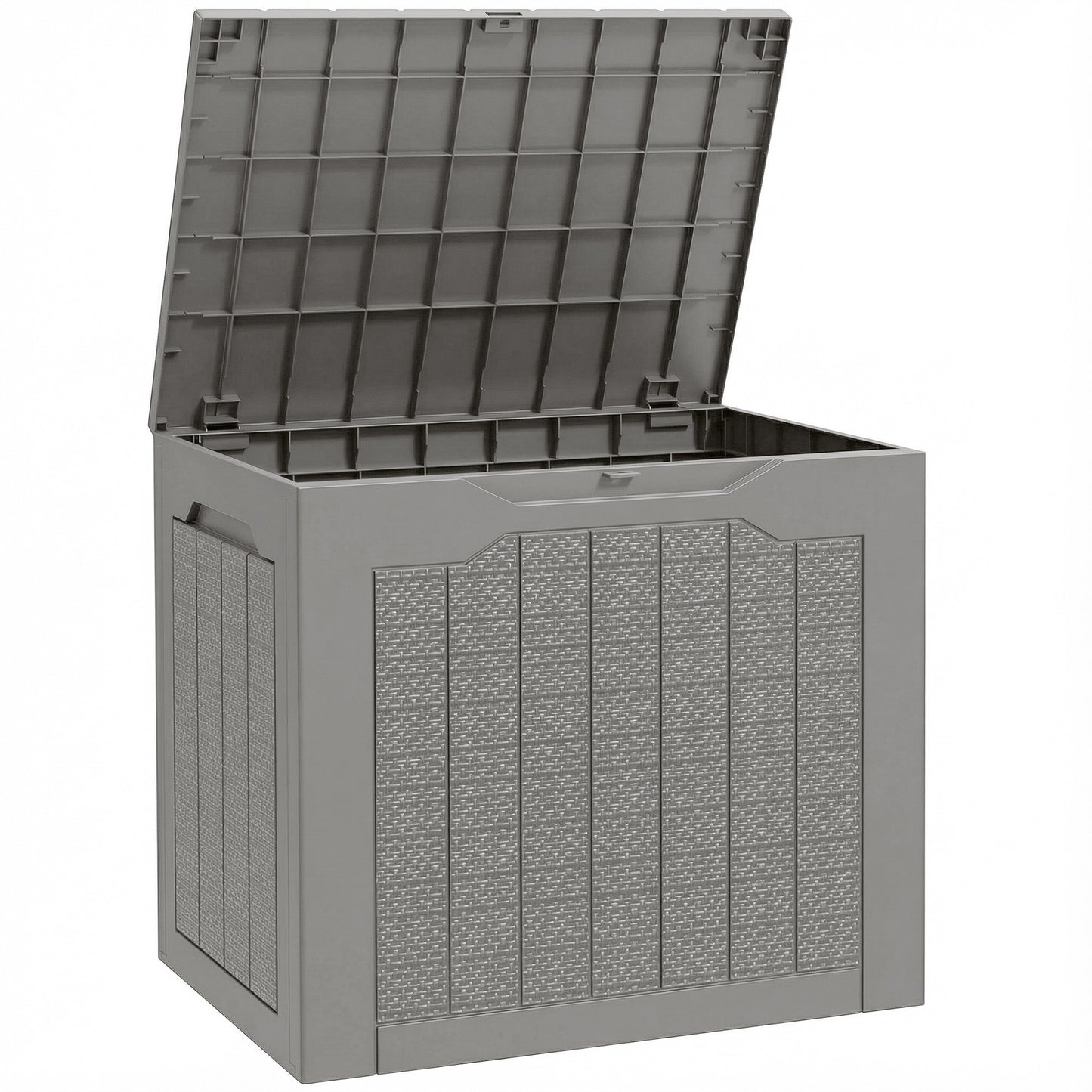 73L Plastic Garden Storage Box, Outdoor Storage Box with Handles, Waterproof Outdoor Storage Container, Khaki