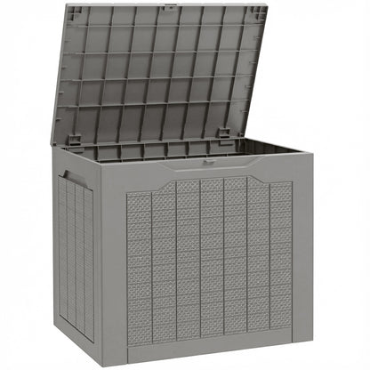 73L Plastic Garden Storage Box, Outdoor Storage Box with Handles, Waterproof Outdoor Storage Container, Khaki