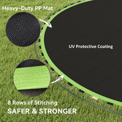 Trampoline Replacement Mat with Spring Pull Tool, 42 V-Hooks, for 8ft Trampoline using 14cm Springs, Green