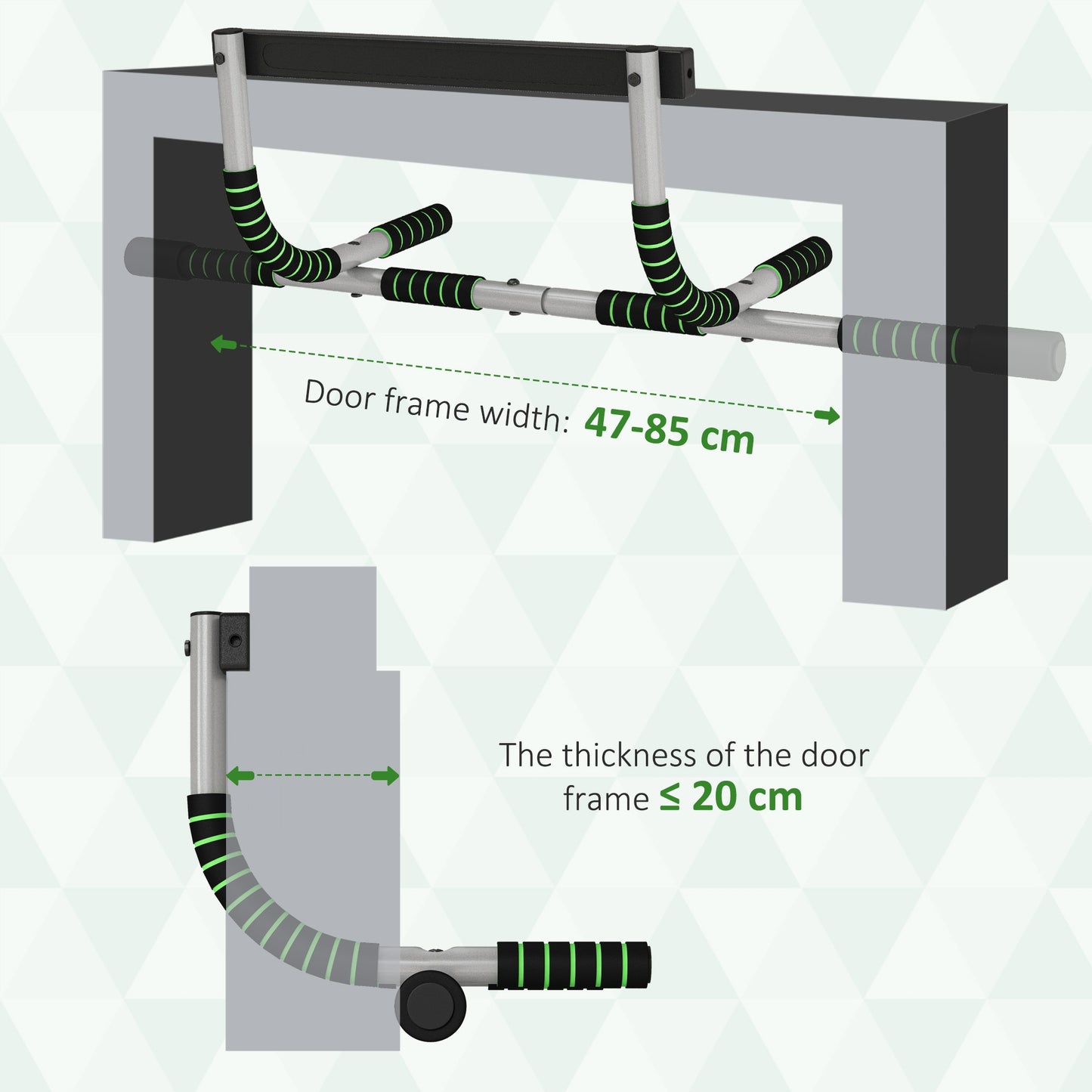 Doorway Pull up Bar, Door Frame Chin up Push up Bar for Home Gym Upper Body Workout, No Drilling or Screws, Green