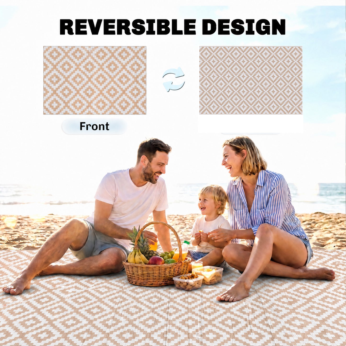 Outdoor Rug Reversible Mat Plastic Straw Rug Portable RV Camping Mat for Garden Deck Picnic Indoor, 182 x 274 cm (6 x 9 ft)
