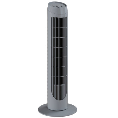 Tower Fan for Bedroom Cooling, 75cm Electric 70° Oscillating with 3 Speed Settings, Standing Floor Fan, Grey