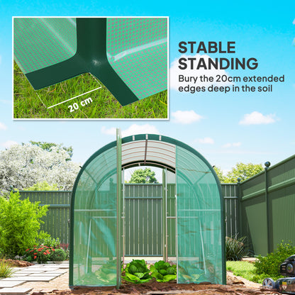 3 x 2 m Polytunnel Greenhouse, with Reinforced PE Cover, Windows and Doors - Green
