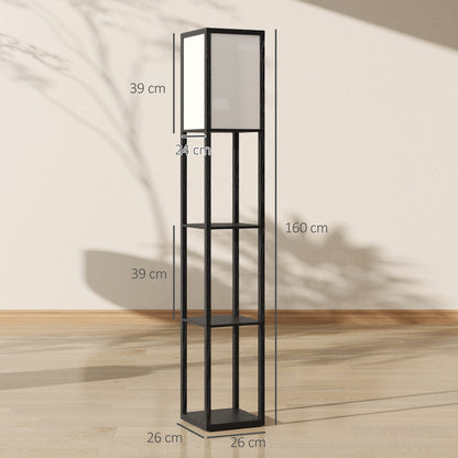 Floor Lamp with Shelves, 3 Layer Column Modern Standing Lamp for Living Room, Bedroom, Office, Bulb not Included, Black