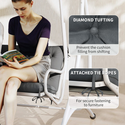 3 Seater Bench Pad, Garden Swing Chair Cushion with Back and Ties