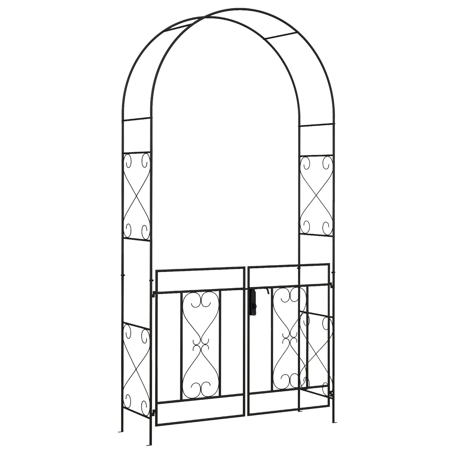 Garden Arch with Double Gates, Metal Garden Arbor for Climbing Roses & Vines