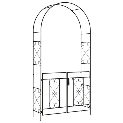Garden Arch with Double Gates, Metal Garden Arbor for Climbing Roses & Vines