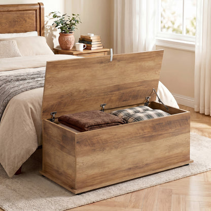 Storage Chest, Large 113L Blanket Box, Shoe Bench with Safety Hinged Lid, Storage Trunk, Bed End Bench for Bedroom, Hallway