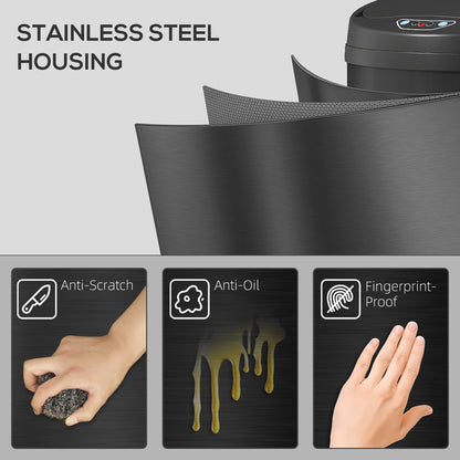 50L Stainless Steel Sensor Bin - Black