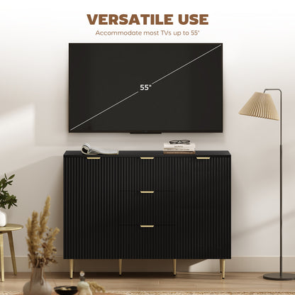 2-Door Sideboard with 3 Drawers and Adjustable Shelves - Black