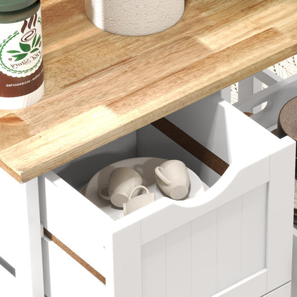 Rolling Kitchen Island Cart, Bar Serving Cart, Compact Trolley on Wheels with Wood Top