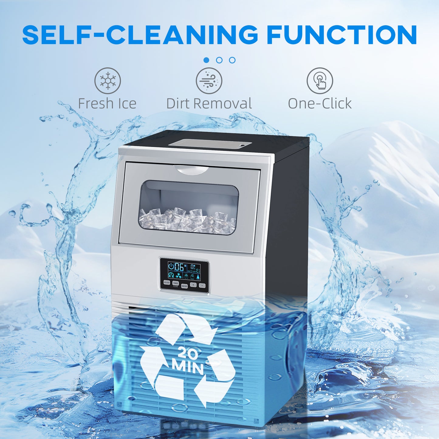 Commercial Ice Maker with 4kg Ice Storage - Silver Tone