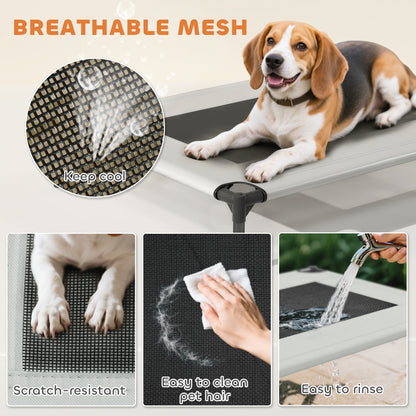 Portable Elevated Dog Bed with Removable Canopy, Cooling Raised Pet Cot for Small Medium Dogs, 76 x 61 x 70 cm