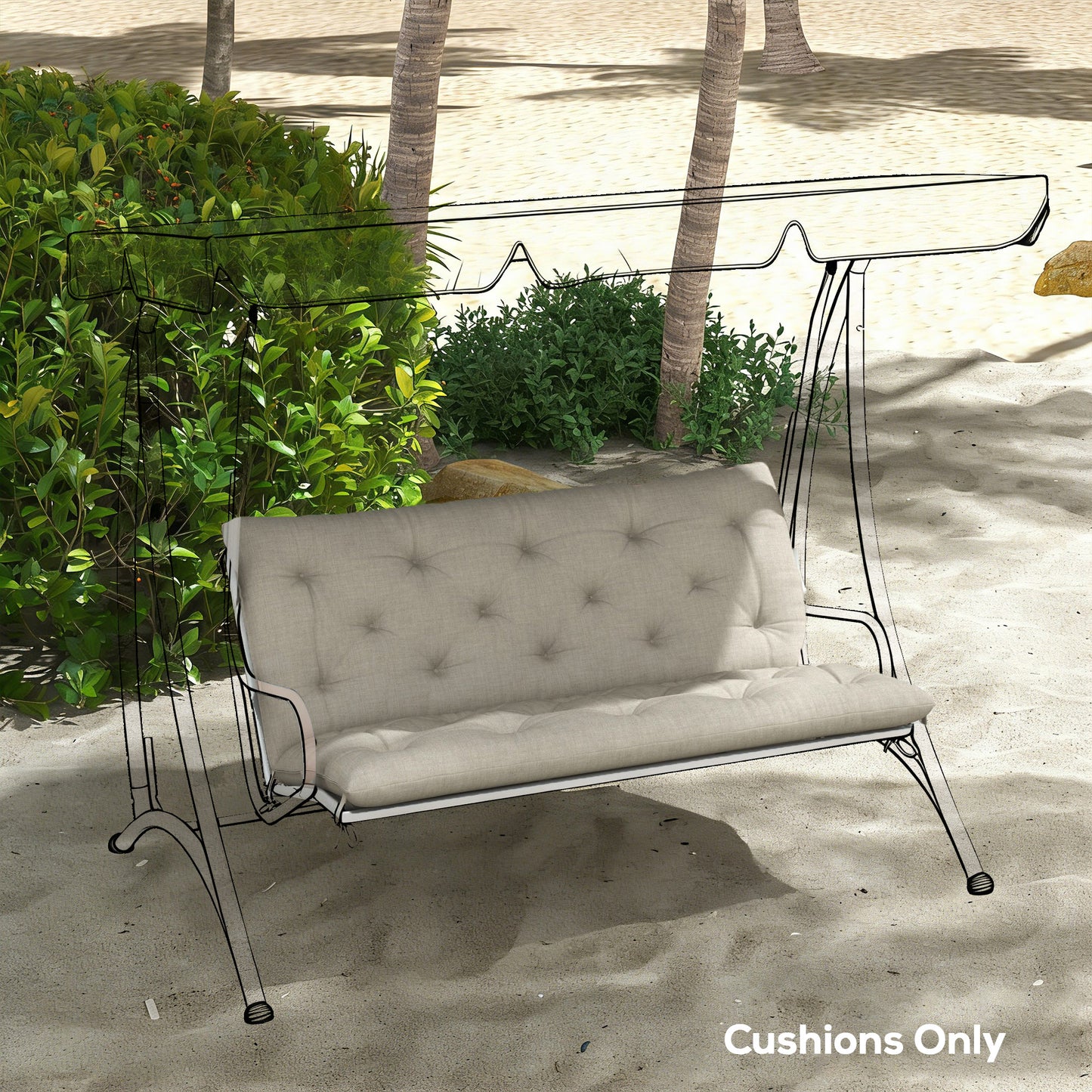 Garden Bench Cushion, 2 Seater Swing Chair Cushion, Seat Pad with Ties for Indoor and Outdoor Use, 110 x 120 cm