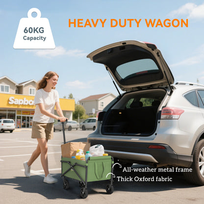 62L Festival Trolley on Wheels, Portable Small Folding Trolley Cart