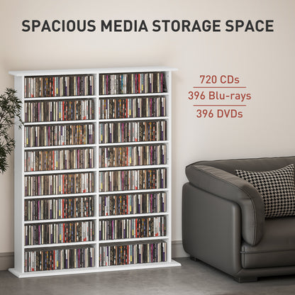 16-Compartment Media Shelf- White