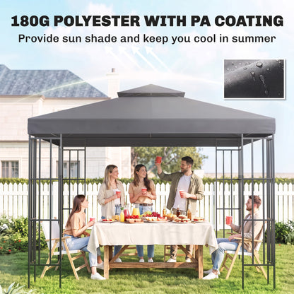 3(m) Gazebo Top Cover Double Tier Canopy Replacement Pavilion Roof Deep Grey