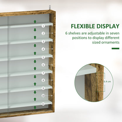 Six Shelf Display Cabinet, with Glass Doors - Brown