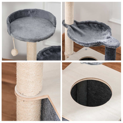 Cat Tree for Indoor Cats 95cm Climbing Tower Kitten Activity Center