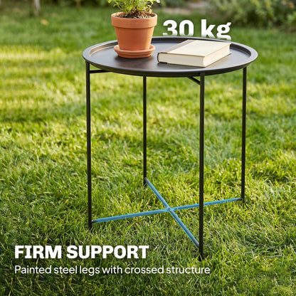 Steel Removable Tray Top Garden Table - Black