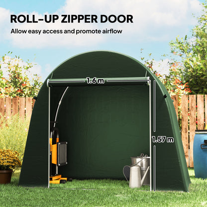 8 x 4 ft Garden Storage Tent, Waterproof Bike Tent with Roll-up Zipper Door and Galvanised Metal Frame, Green