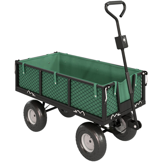 114L Steel Frame Garden Cart Trolley - Green