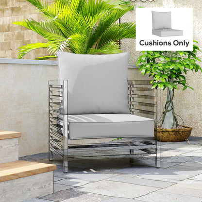 Outdoor Seat and Back Cushion Set, 63L x 55W x 15Dcm Patio Deep Seating Chair Fade Resistant Replacement Cushion, Light Grey
