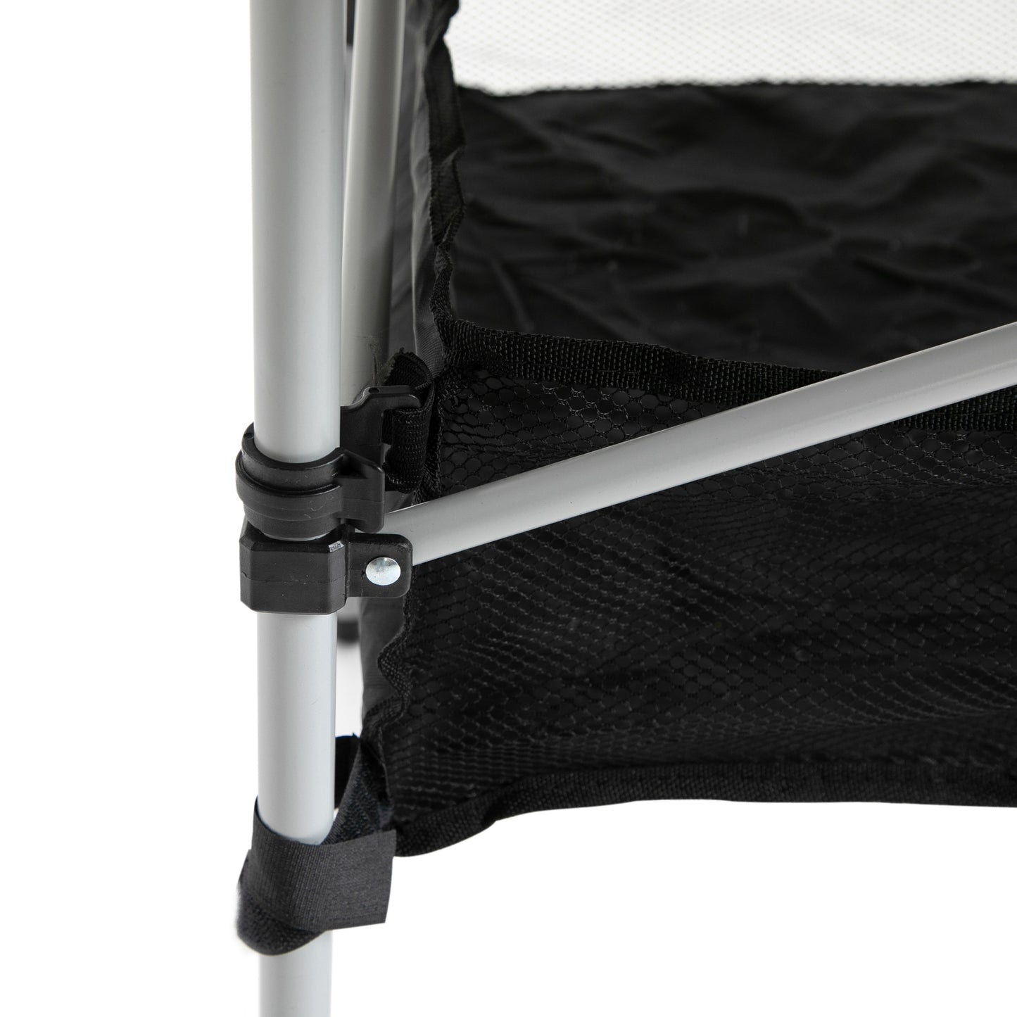 Portable Camping Table w/ Mesh Bag & Steel Frame Hiking Furniture Desk, Silver Black