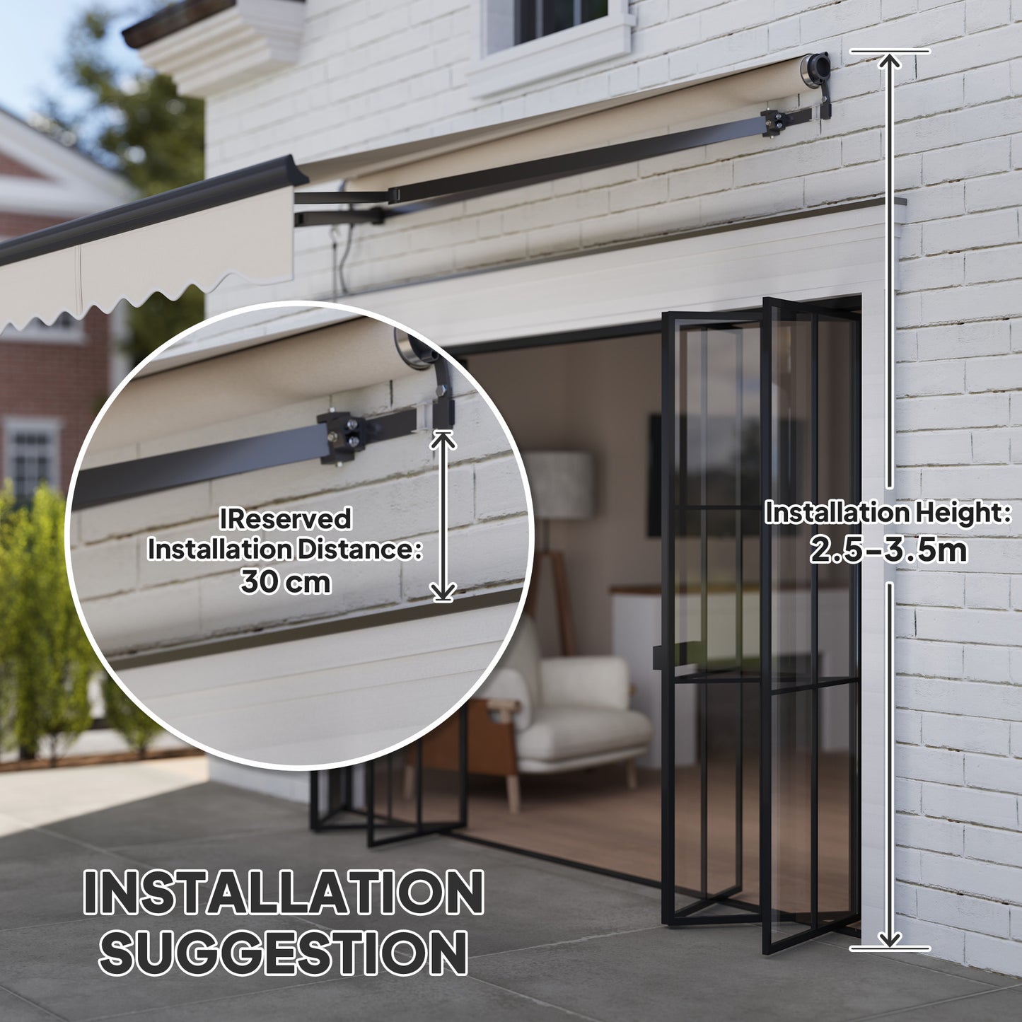 2.5 x 2m Electric Awning with Remote Controller, Aluminium Frame DIY Retractable Awning