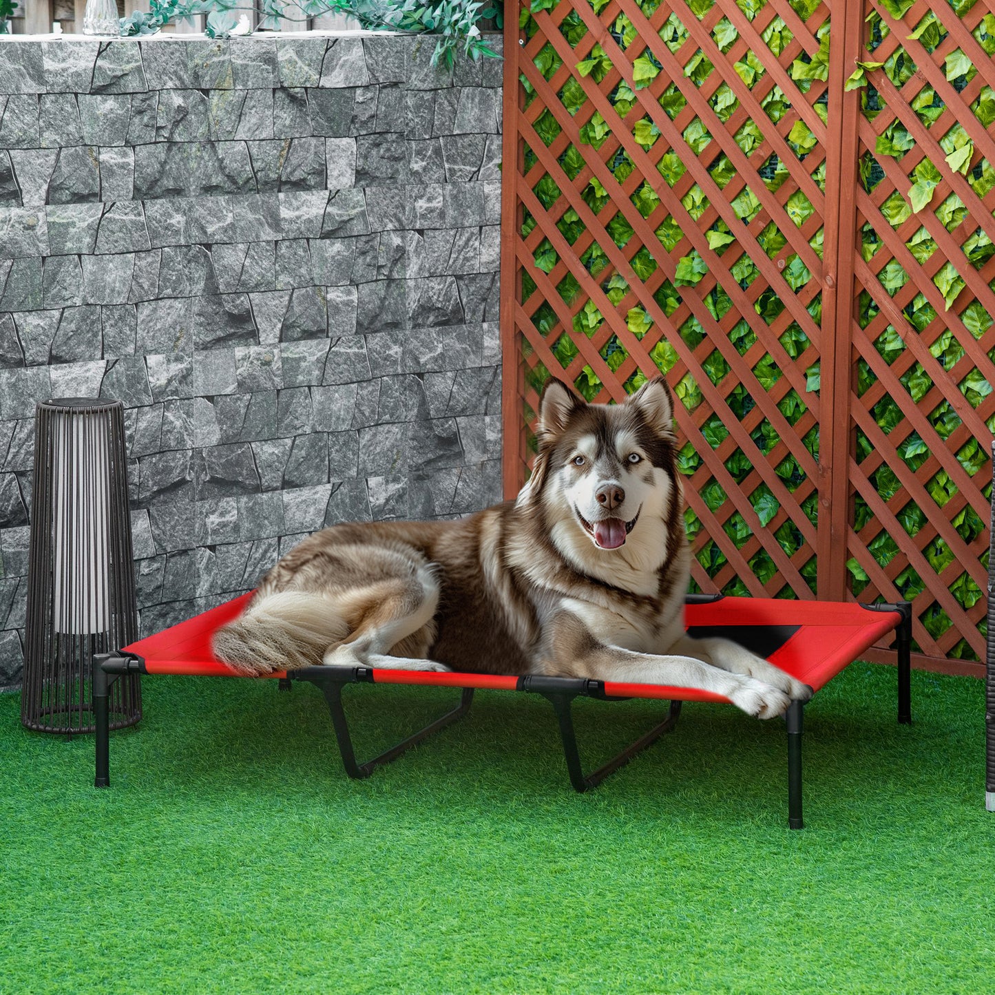 Raised Dog Bed Cooling Metal Elevated Pet Cot with Breathable Mesh, Non-slip, Lightweight & Portable