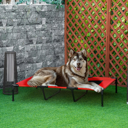 Raised Dog Bed Cooling Metal Elevated Pet Cot with Breathable Mesh, Non-slip, Lightweight & Portable